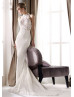 High Neck Ivory Lace Sheer Back Wedding Dress High Neck Ivory Lace Sheer Back Wedding Dress
